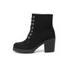 Women's Chunky Heel Ankle Boots Stylish High Heel Lace-Up Side Zipper Booties for Girls Black Women's Boots