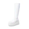 Women's Knee High Boots Wedge Platform Chunky Heel Round Toe Side Zipper Fashion Long Tall Sock Punk Goth Boots for Women