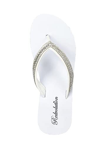 New Women's Rhinestone Sandals Platform T-Strap Jewel Sandals High Wedge Flip Flops