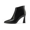 Womens Pointed Leather Thick High Heels 8.5cm/3.3in Rivet Ankle Boots Fashion Retro Party Boots