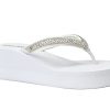 New Women's Rhinestone Sandals Platform T-Strap Jewel Sandals High Wedge Flip Flops