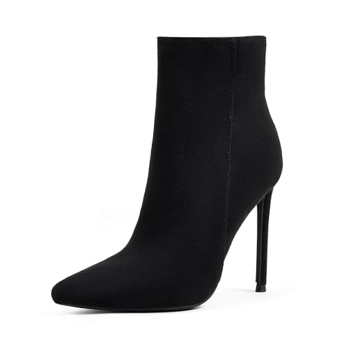 Ankle Boots For Women Pointed Toe 4 Inch High Heel Zipper Stiletto Heels Fall Booties