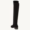 Womens Knee High Boots Round Toe Chunky Block Heels Suede Fashion Winter Booties