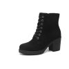 Women's Chunky Heel Ankle Boots Stylish High Heel Lace-Up Side Zipper Booties for Girls Black Women's Boots