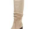 Womens Pointed Toe Mid Chunky Heel Side Zipper Knee High Boots Tall Booties