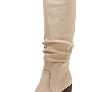 Womens Pointed Toe Mid Chunky Heel Side Zipper Knee High Boots Tall Booties