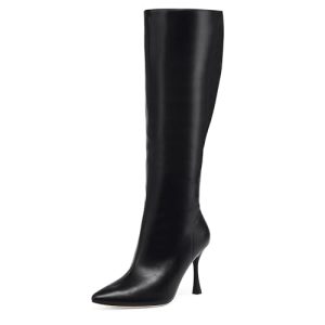 Knee High Heel Boots for Women Elegant Pointed Toe Stiletto Boots Trendy Side Zipper Women's Heel Stylish and Sexy Design