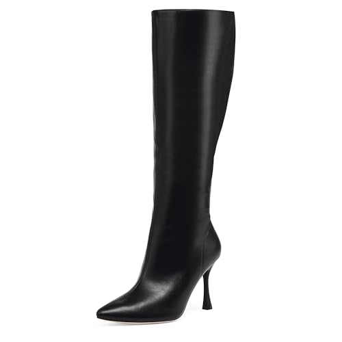 Knee High Heel Boots for Women Elegant Pointed Toe Stiletto Boots Trendy Side Zipper Women's Heel Stylish and Sexy Design