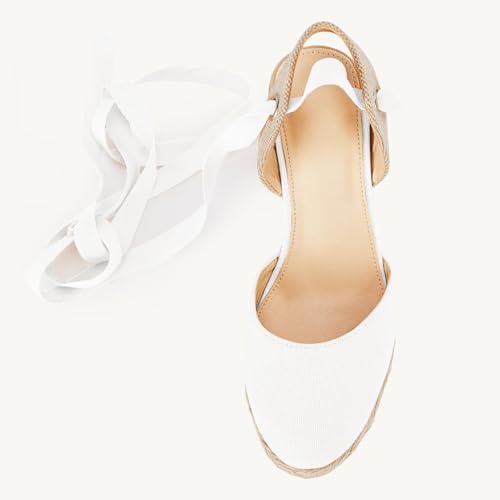 Womens Lace up Espadrilles Closed Toe Wedges Sandals Strappy Slingback Platform Heels