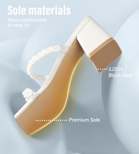 310pY5vvWYL.jpg Square Toe Heeled Sandals for Women - Women's Low Block Heels Sandals - 2.25IN Open Toe Ankle Strap Chunky Heels - Slip on