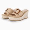 Women's Wedge Platform Espadrille Slide Sandals Slip On Open Toe High Heels Buckle Casual Summer Shoes