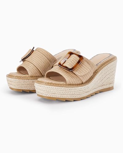 Women's Wedge Platform Espadrille Slide Sandals Slip On Open Toe High Heels Buckle Casual Summer Shoes