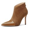 Women Stiletto High Heel Pointed Toe Ankle Boots Short Bootie Zipper Slip-on Party Office Dress Boots 3.9 Inches