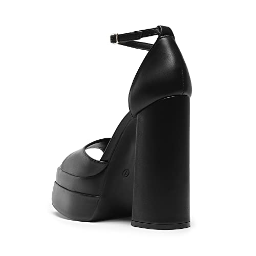 High Heels Chunky Block Platform Heels for Women Ankle Strap Sexy Open Square Toe Heels Dressy Pumps Sandals