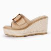 Women's Wedge Platform Espadrille Slide Sandals Slip On Open Toe High Heels Buckle Casual Summer Shoes
