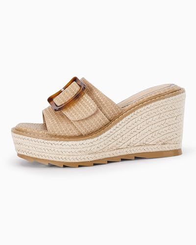 Women's Wedge Platform Espadrille Slide Sandals Slip On Open Toe High Heels Buckle Casual Summer Shoes