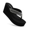 Rhinestone Wedge Sandals for Women Platform Flip Flops Wedge flip flops Wedding shoes Wedge Heels for Women Dressy