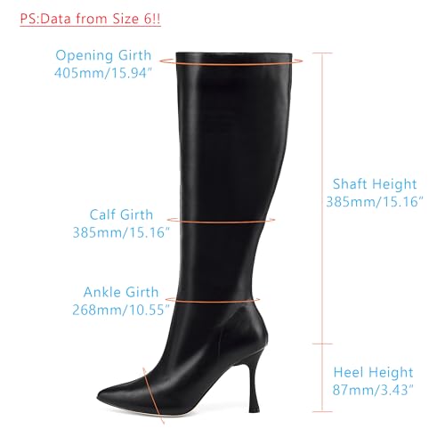 Knee High Heel Boots for Women Elegant Pointed Toe Stiletto Boots Trendy Side Zipper Women's Heel Stylish and Sexy Design