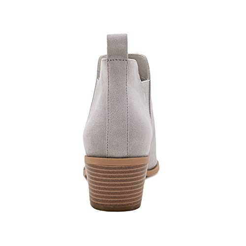 Womens Ankle Boots Pointed Toe Stacked Chunky Heel Slip on Chelsea Short Booties