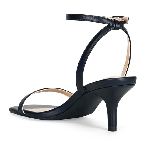 Women's Kitten Low Heels Square Open Toe Ankle Strap Sandals Sexy Strappy 2 Inch High Heels for Women Comfort Dress Party