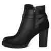 Women's Ankle Boots Chunky Stacked Heel Zipper Booties - Available in Wide Sizes