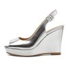 Women's Peep Toe Wedge Heels Slingback Platform High Pumps Party Dress Casual Sandals 4 Inches