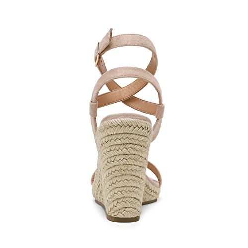 Womens Open Toe Espadrilles Dressy Platform Sandals Buckle Ankle Strap Stylish Wedges Sandals