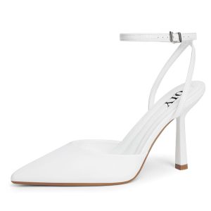Closed Toe Ankle Strap Heels Women Pumps Pointed Toe Heeled Sandals for Women Stiletto Wedding Dress Shoes