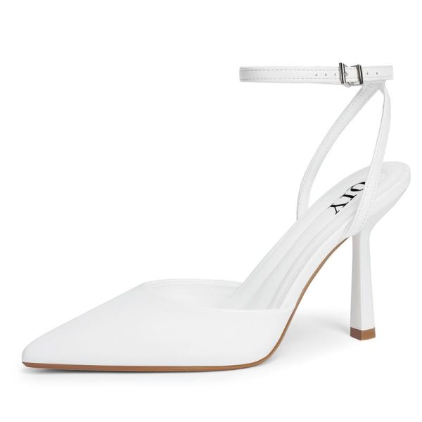 Closed Toe Ankle Strap Heels Women Pumps Pointed Toe Heeled Sandals for Women Stiletto Wedding Dress Shoes