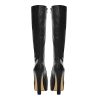 Women's Low Platform Block High Heel Mid Calf Boots with Zipper