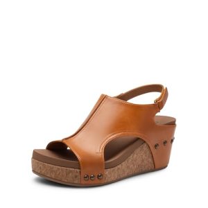 Women's Platform Wedge Sandals, Comfortable Peep-Toe Cork Casual & Dressy Summer Lightweight Shoes for All Day Wear