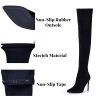 Thigh High Boots Over the Knee Boots for Women,Sexy 4.3 inch Stilettos High Heels Boots Stretch Suede Long Pointed Toe Shoes