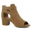Invest ~ Women's Cutout Side Strap Mid Black Chunky Heel Fashion Ankle Bootie