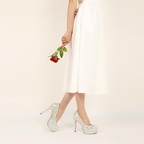 Womens High Heel Platform Pumps Round Toe Sky High Stilettoes 6" Party Dress Platform