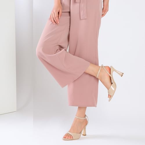 High Heels for Women Pointed Open Toe Strappy Chunky Block Heels Ankle Strap Stiletto Kitten Heeled Sandals Wedding Bridal Party