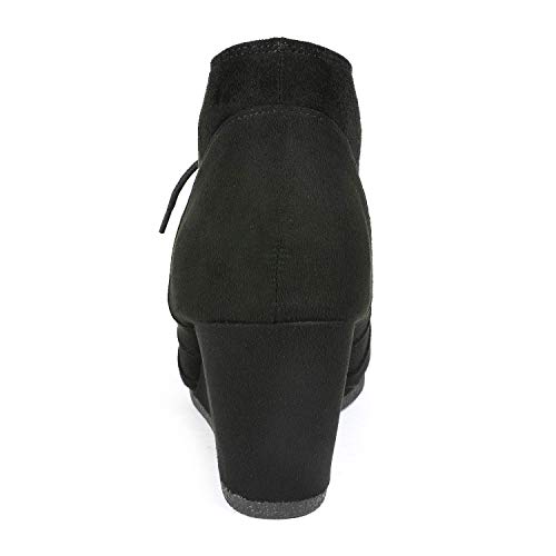 Women's Wedge Boots Casual Fashion Lace Up Low Heel Ankle Booties Shoes