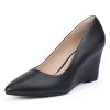 IN3 Wedges for Women Closed Toe Pumps Low Heel Pointed Toe Work Wedding Bridal Office Formal Business Dress Casual Dressy