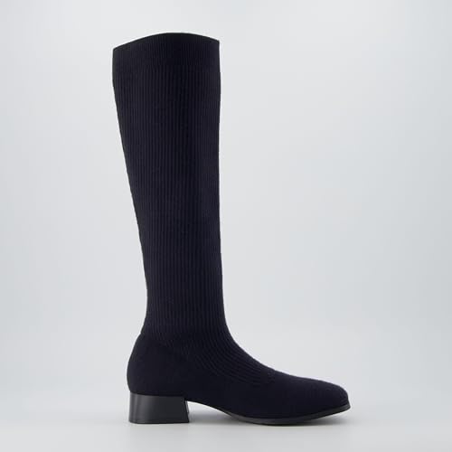 Rialto Women’s Knee-High Stretch Boot – Slip-On Tall Shaft Boot with Memory Foam & Low Block Heel