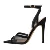 Women's Heeled Sandals Mesh Stiletto Pointed Toe Open Toe Ankle Buckle Strap Slingback High Heel Sandals Summer Dress Shoes
