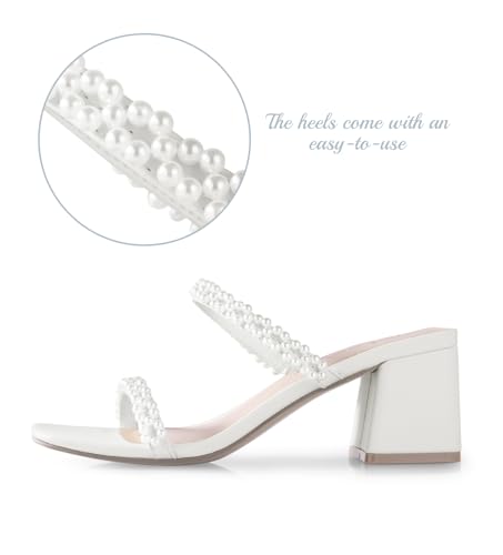 31H4QUB8eJL.jpg Square Toe Heeled Sandals for Women - Women's Low Block Heels Sandals - 2.25IN Open Toe Ankle Strap Chunky Heels - Slip on