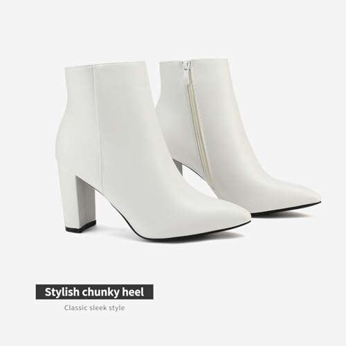 Women's Chunky Heel Ankle Booties Pointed Toe Short Boots