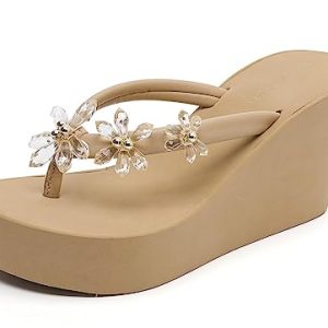 Womens Platform Flip Flops Wedges Sandals for Women wedge flip flops Flats Summer Comfort Thong Sandals Wedge Heels for Women