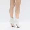 Women's Rhinestone Ankle Boots with Rivets Closed Pointed Toe Stilettos Autumn Warm Dress Booties