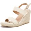 Womens Espadrille Wedge Sandals Heels Open Toe Platform High Heeled Ankle Strap Buckle Dress Wedges Shoes