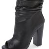 Women Stylish Peep Toe Slouch Ankle Boots Chunky Stacked Heels Party Prom Nightclub Evening Dress Shoes Size 4-15 US