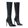 4 inch Women's Knee High Long Boots, Stiletto Tall Pointed Toe Heeled Boot Leather Suede Comfortable Sexy