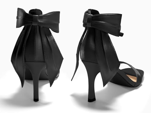 Womens Bow Tie High Heels One Strap Heeled Sandals Sexy Stiletto Open Toe Wedding Bride Shoes