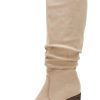 Womens Pointed Toe Mid Chunky Heel Side Zipper Knee High Boots Tall Booties