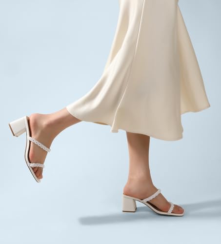 31MMqwK5L.jpg Square Toe Heeled Sandals for Women - Women's Low Block Heels Sandals - 2.25IN Open Toe Ankle Strap Chunky Heels - Slip on