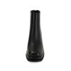 Women's Black Leather Platform GoGo Ankle Boots Square Toe High Chunky Block Heels with Back Zipper Comfort Party Dress Booties
